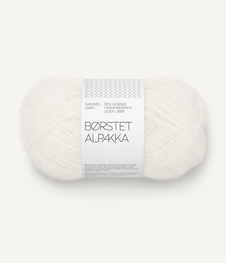 Sandnes Borstet Alpakka - 1001 Hvit Weiss